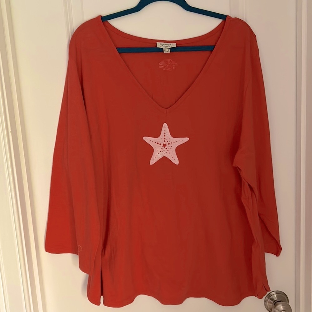 NWOT Women’s Size 2X 3/4 Sleeve Starfish Motif T-shirt